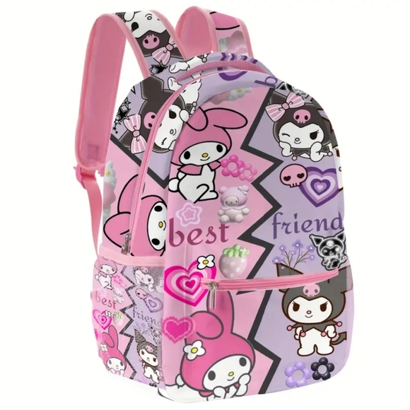 Sanrio Black Rice My Melody Cartoon Pink Backpack - Picture 5 of 6